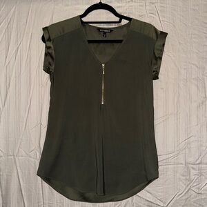 Express Dark Olive Blouse with Zipper
